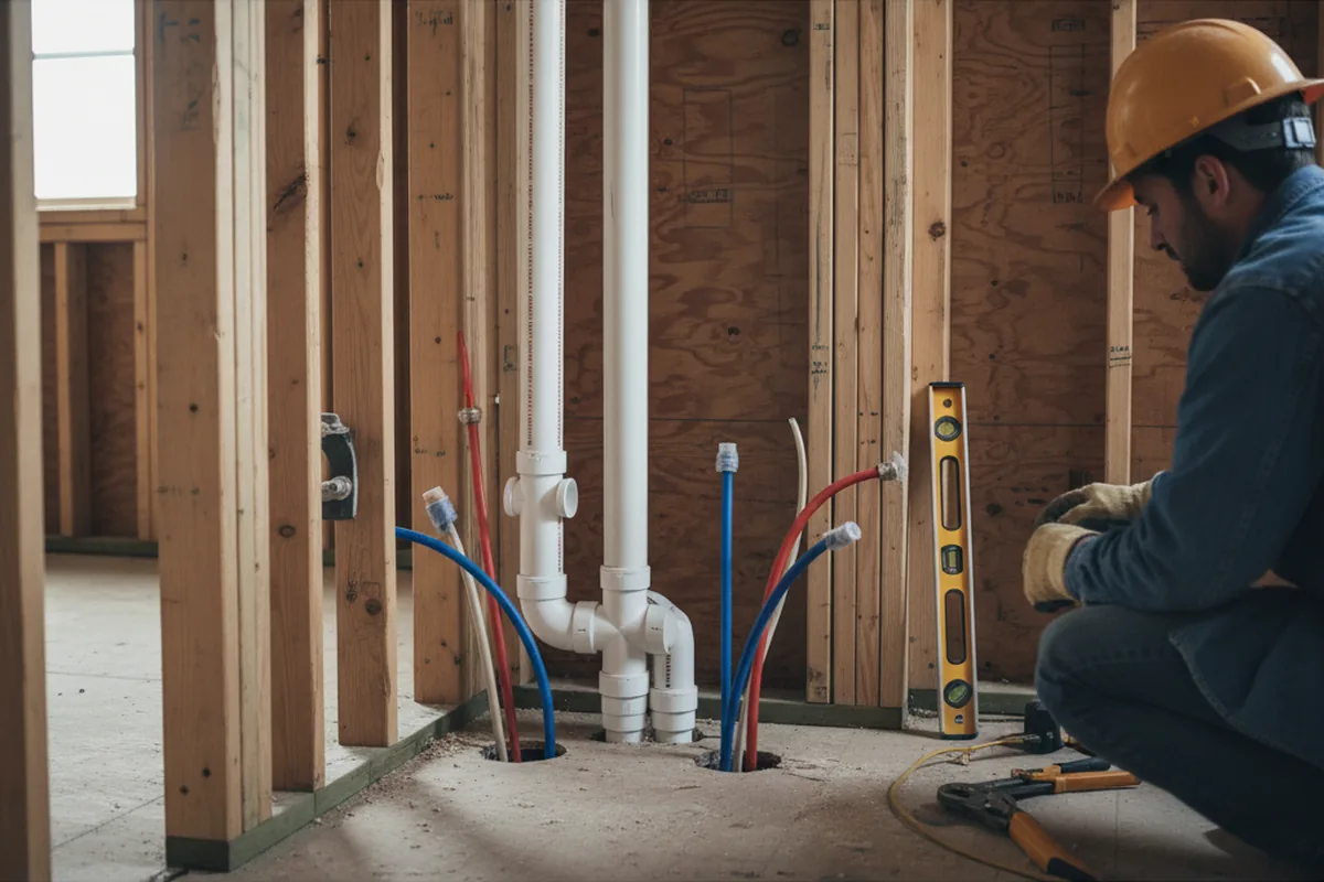 Drain and supply rough-in during Sump Pump Repair in Fort Oglethorpe